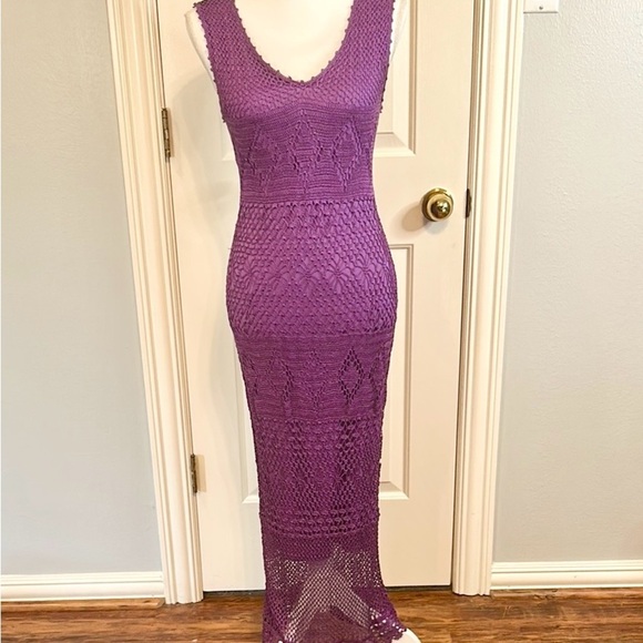 kroshetta by papillon Dresses & Skirts - Vintage Kroshetta by Papillon Purple Crochet Maxi Dress – Boho Festival Glam S